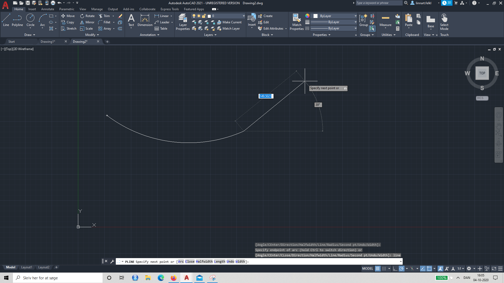 Polylines with PLINE command in AutoCAD SCDA